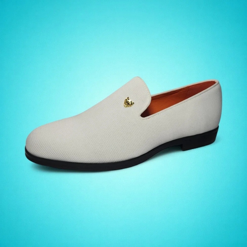 New FOEVTRUE Men's Woven White‎ Dress Loafers, Size 41 (US 8)